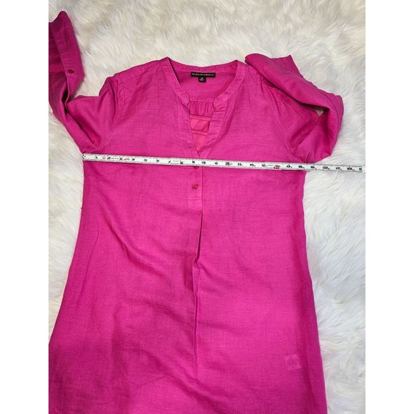 Dana Buckman Lined Long Sleeve Linen Mini Dress, XSmall - Picture 6 of 8